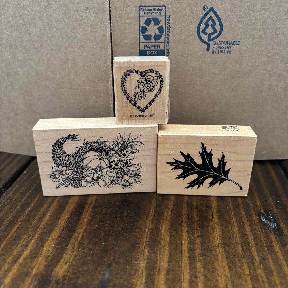 Source Unknown Wooden Stamp Set with Black Nature Designs